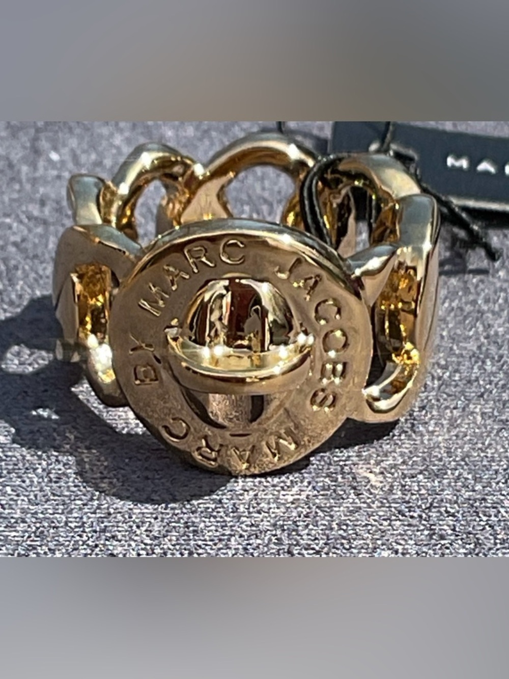 Marc by Marc Jacobs Katie Turnlock Goldtone Ring Designer Chain Link Statement